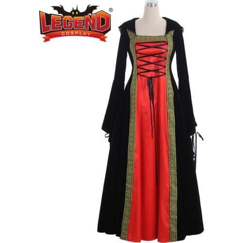 Medieval Renaissance black red velvet dress Ball Gown Dress medieval cosplay costume custom made