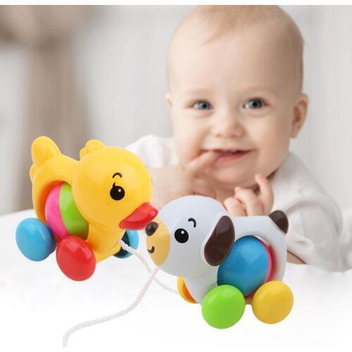 Toddler Kids Baby Toys Traditional Pull Along Duck Plastic Toys For Children Newbrons Baby Learn Walk Toy Rattles