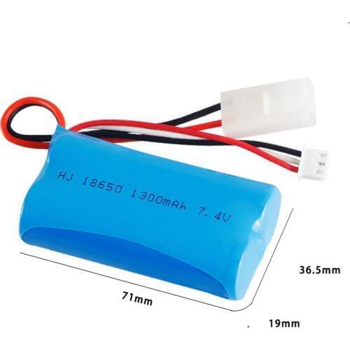 Ewellsold 7.4V 1300mAh 18650 Li-ion battery with Tamiya plug for Meizhi 2856 high speed RC truck 1pc