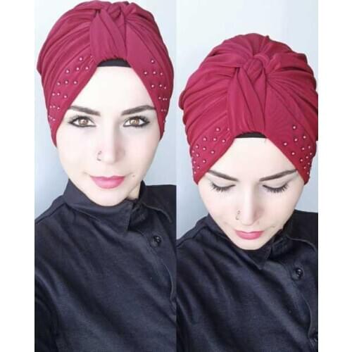 Hijab Pearl knot bone Burgundy