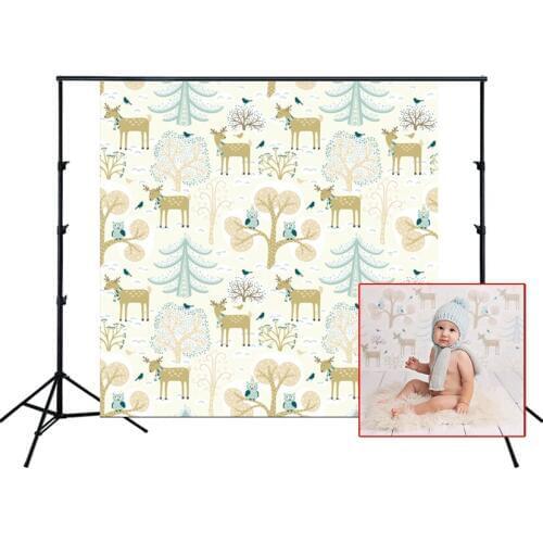 HUAYI Photography Backdrop Newborns Child Baby Birthday Photobooth Background Christmas Tree Deers Photo Backdrop Props XT-5042