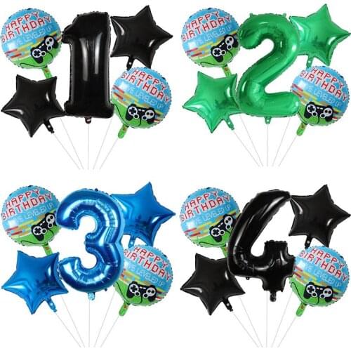 5pcs Video Game Controller Foil Helium Balloons Children Birthday Party Gamepad Decor Supplies Internet Celebrity Air Globos