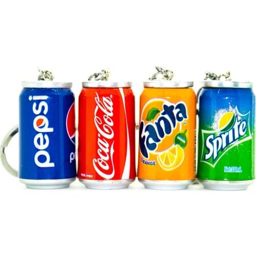 Simulation Creative Drinks Key chain Cola Fanta Can keychains Accessories Men and Women Car Bags Pendant Key Ring Accessories
