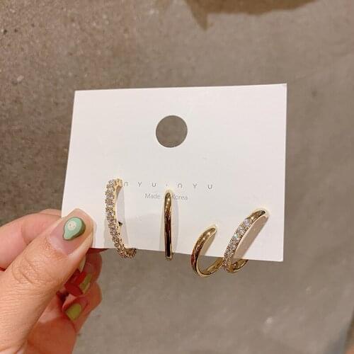 New Korean style three-piece combination set earrings female trendy personality net red simple cold wind earrings ear jewelry
