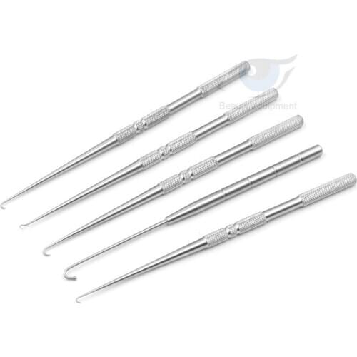 Stainless steel cosmetic plastic question mark type hook blunt head sharp head single head hook eyelid hook facial skin hook