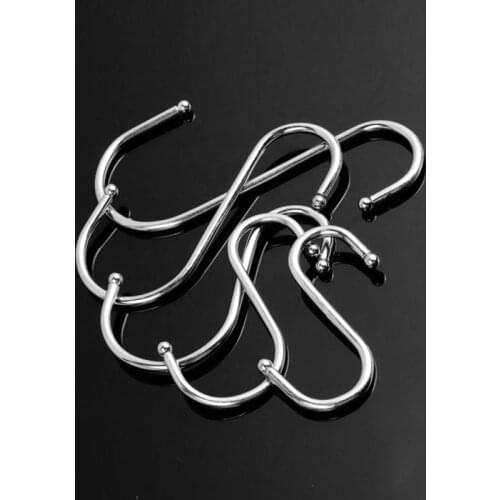 5pcs Stainless-Steel S-Shaped Hooks Organizer Rails Storage-Holders Bathroom Kitchen Black Types Home Practical Organization