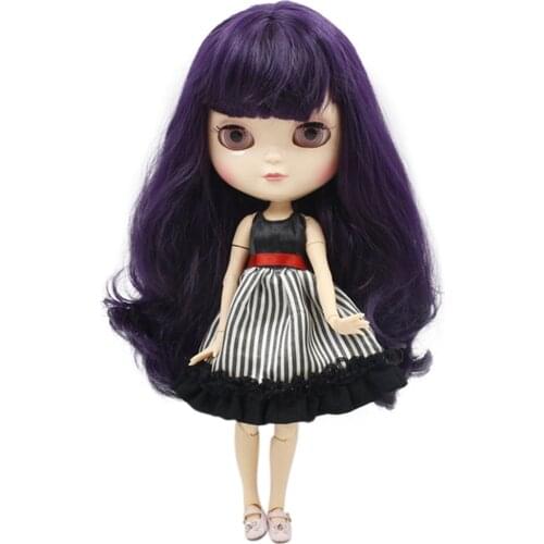 Blyth doll icy licca body 230BL169 New mysterious purple fashion hair joint body 1/6 30cm gift toy