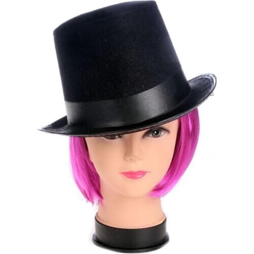 Men Women Retro Magician Black Jazz Cap Halloween Felt Top Hat DIY Steampunk Masquerade Dress Up Party Cosplay Costume Props