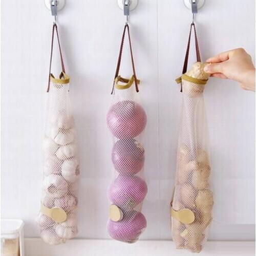 Vegetable Storage Bag Onion Potato Saver Trash Bags Pepper Waste Holder Garbage Garlic Ginger Mesh Holder LX6921