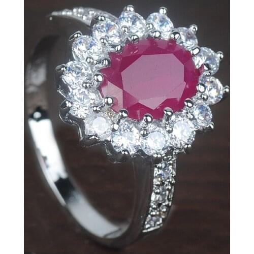Fashion Women Jewelry Pink Oval Cut Zircon Finger Ring Wedding Engagement Bridal Rings Size 6 7 8 9 10