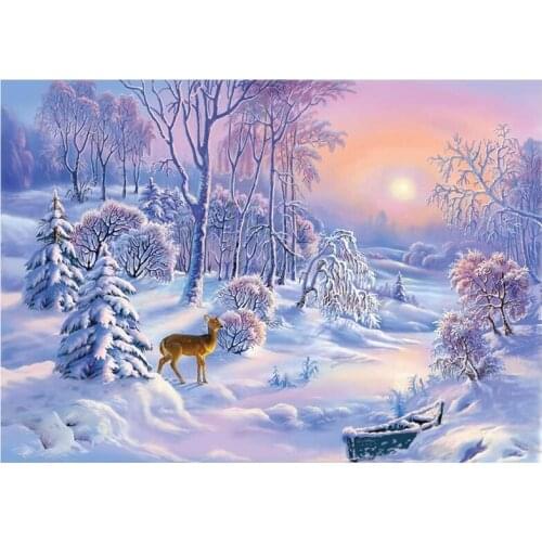 Diamond Painting Kits, Deer Winter Snow Landscape Full Drill DIY Diamond Art Cross Stitch Paint By Numbers Home Decor