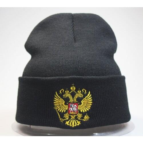 New Russia Winter Hat Men Women Warm Russian Emblem Knitted Hat Skullies Beanies Black Unisex Winter Casual Mask Beanie Knit Cap