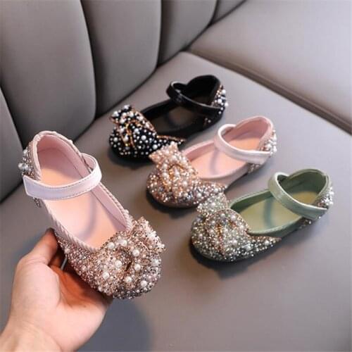 New Disney 2021 summer leisure shoes in the spring and autumn colored diamonds bowknot girl but small ZhongTong shoes shoe show