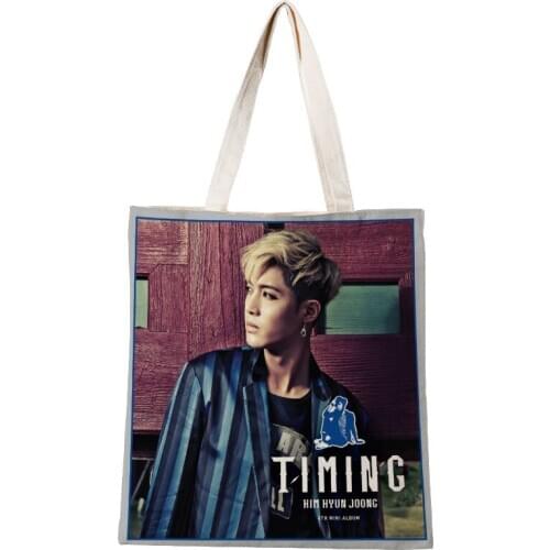 Custom Kim Hyun Joong Shopping Bag Graphic Tote Harajuku Shopper Bag Women Canvas Shoulder Bag Female Ulzzang Eco 30*35cm
