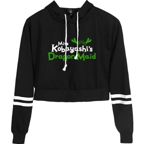 Miss Kobayashis Dragon Maid 2 casual sweatshirt ladies loose hoodie short sexy Harajuku girl clothes hoodie tops