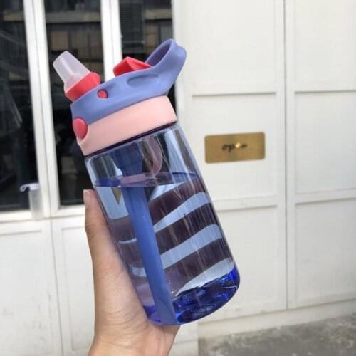Transparent Plastic Water Bottles Portable Childrens Straw Cup Creative Outdoor Travel Water Bottle Juice Water Sports Cup