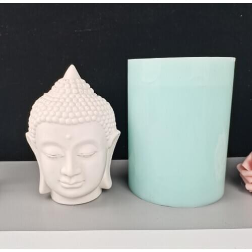 PRZY 2020 New Buddha Head Silicone Mold Statue Clay Plastic Plaster Mold Home Candle Decoration Soap Buddha Head Mold