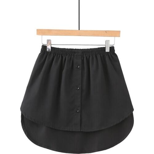 Plus Size Unisex Fake Shirt Irregular Skirt Blouse Tail Hem Cotton Detachable Under-Skirt Women Jacket Coat Shirt Femme