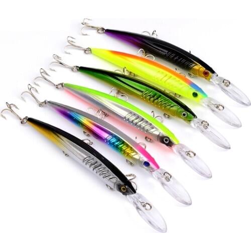 1pcs Big Minnow Fishing Lure 15.2cm 12.55g Artificial Hard 3D Eyes Wobbler Crankbait Bait with three treble hooks Fishing tackle
