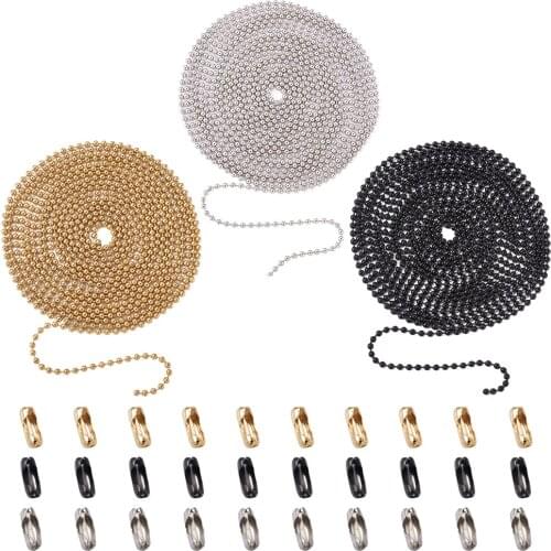 1Set Stainless Steel Ball Chains with Connectors For DIY Handmade Necklace Bracelet Keychain Tag Jewelry Making Accessories