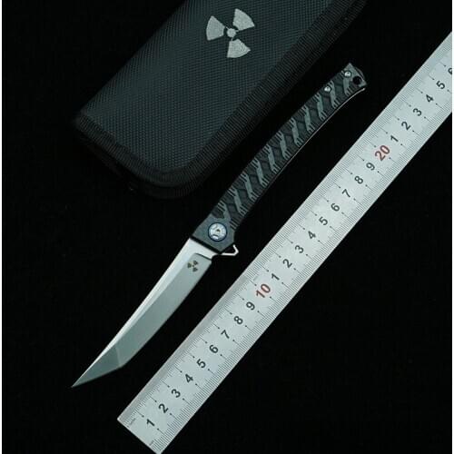 NKAIED JR3406 folding knife D2 blade G10 carbon fiber handle outdoor camping survival kitchen knife fruit knife EDC tool knife