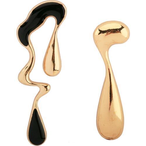 SRCOI Asymmetrical Metal Geometric Enamel Halloween Earrings Retro Punk Female Irregular Long Gold Color Women Earrings