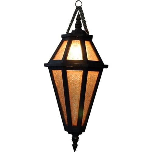 Southeast Asia Diamond-shaped Glass Pendant Lights Bedroom Bedside Lamps Thai Decoration Loft Vintage Solid Wood Hanging Lights