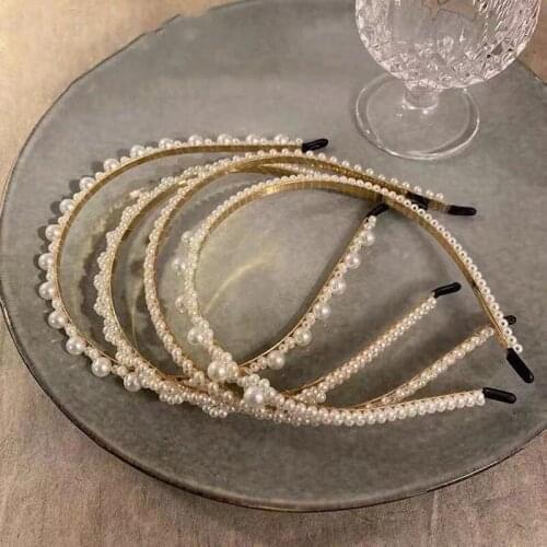 Pearl Headband Bridal Hair Accessories Female Woven& knotted Japanese Korean Headdress Bowknot Hairpin Crown Headband Wholesale