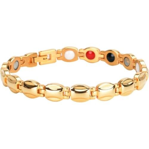 Lady Cute Christmas Jewelry Stainless Steel Germanium Magnet Link Energy Bracelet Wholesale