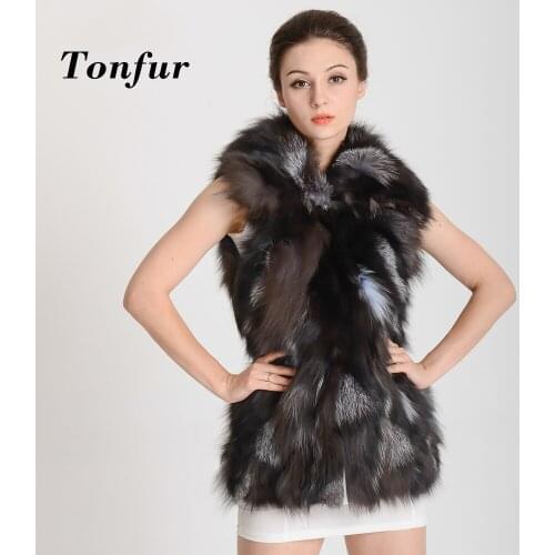 Women New Arrival Real Fox Fur Vest Genuine Natural Fox leopard fur Jacket for Lady Luxury Collar Vest Free Shipping TBHP302