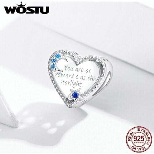 Wostu 925 Sterling Silver Shining Starlight Elegant Original Charm for Brand DIY CZ Jewelry Make for women Girl BSC330