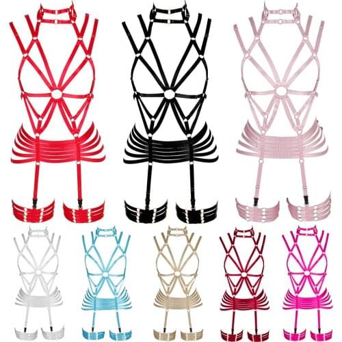 Goth Womens Underwear Sexy Lingerie Punk Strap Waist Body Harness Dance Jewelry Accessories Harness Fashion Bra Top Chest Waist