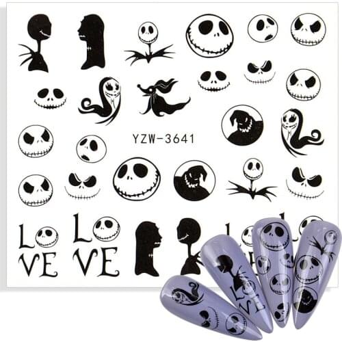1pcs Spider Web Nail Water Stickers 3D Ghost Skull Pumpkin Transfer Foil DIY Manicure Slider Nail Art Decoration Watermark Decal
