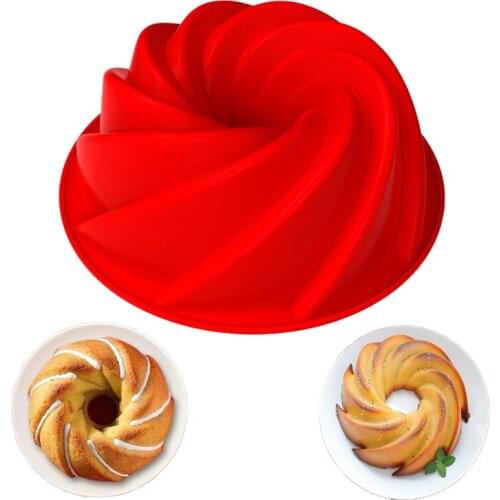 1pc3D Large Swirling Scroll Baking Mold Non Stick Silicone High Temperature Resistant Cake Pan Pudding Dessert Decorating Tool