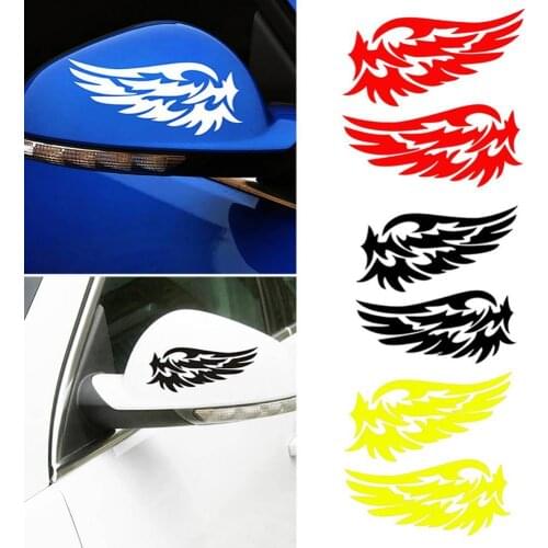 2Pcs Fashion Feather PET Self-Adhesive Rearview Mirror Car Sticker Decor Decals