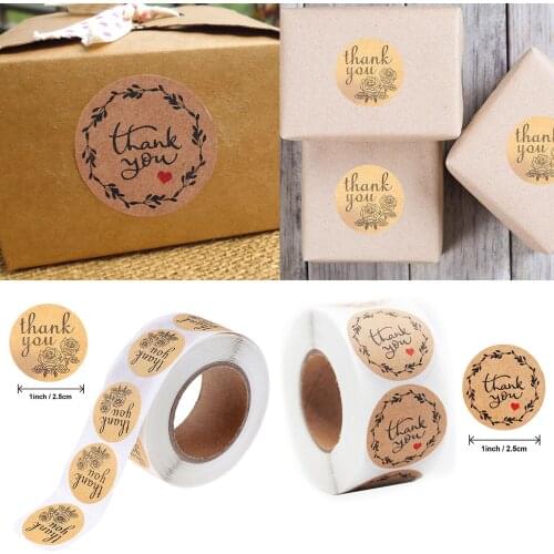 500pcs Thank You Round Sticker Kraft Paper Seal Sticker for Baking Sealing Sticker Label DIY Scrapbooking Stationery Stickers