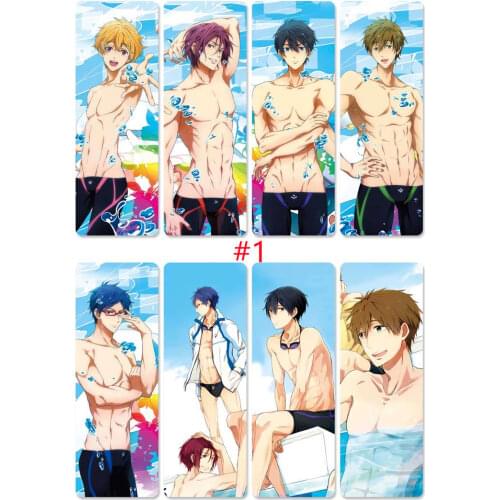 8pcs/set Digital Printing Free! Iwatobi Swim Club PVC Bookmarks Cards of Anime Haruka Makoto Nagisa