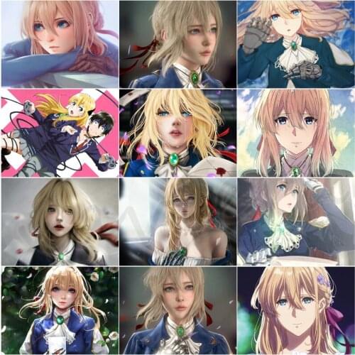 Xaviera 5D Diy Diamond Painting Violet Evergarden Anime Girl Full Drill Embroidery Cross Stitch Kits Rhinestone Mosaic Crafts