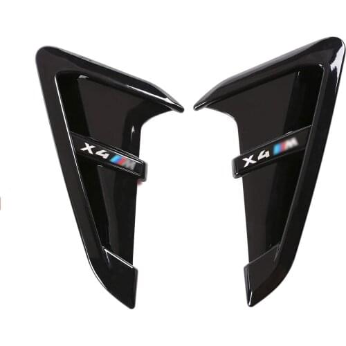 ABS Chrome Shark Gills Side Decoration Mudguard Trim 2pcs for bmw X3 G01 X4 G02 2018-2021 (Black, X4)