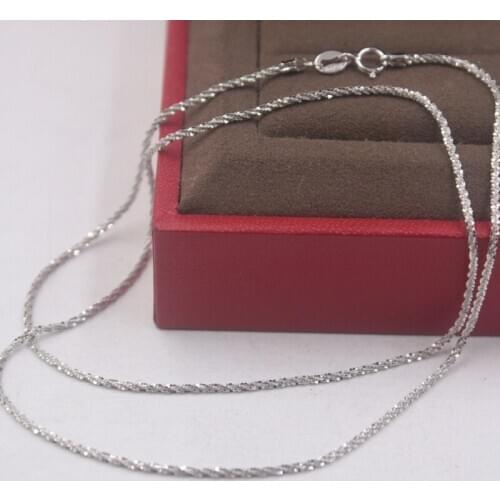 Pure 18k White Gold Chain Unisex Luck Full Star Link Chain Necklace 16-18inches