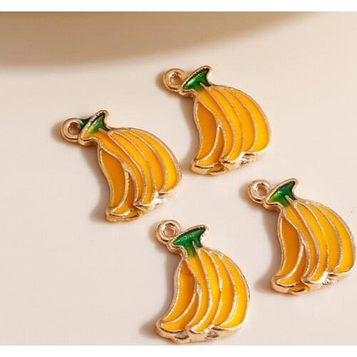 10pcs 10*14mm Enamel Mini Fruit Banana Charms for Earrings Pendants Necklaces Making Handmade Craft DIY Jewelry Accessories