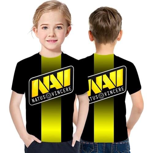 Natus Vincere Factory Offers Cheap Summer New 3D Printing Personalized Street Style Childrens Short Sleeve Basic
