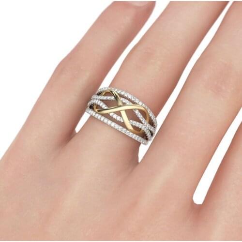 2021 Hot Double Color Infinity Promise Rings For Women Men Trendy White Zircon Stainless Steel Jewelry Wedding Engagement Gifts