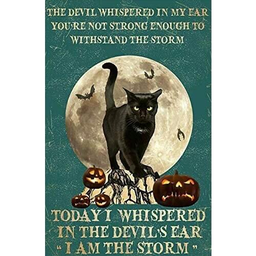 Salem Sanctuary for Wayward Cats Halloween Cat Pumpkin Tin Sign Retro Style Miller Beer Bar Den Halloween Painting Metal