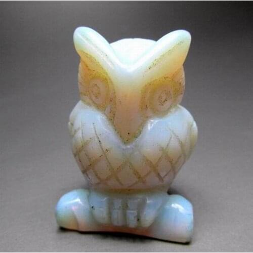 2"/50g Opalite Owl Handmade Stone Carving - crystals and stones healing Mineral specimen Home Decor feng shui