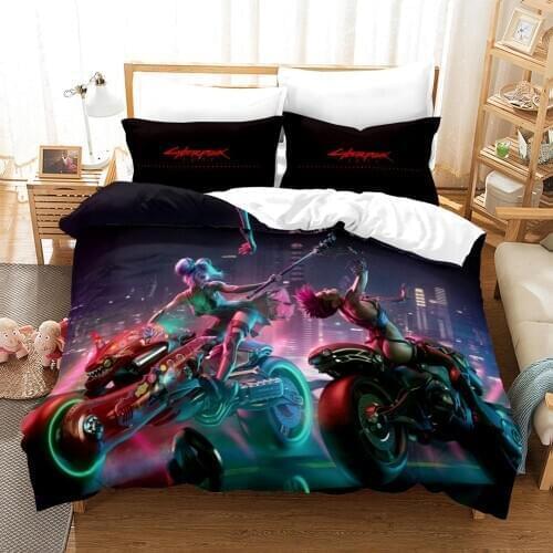 Home Textile 3D Cartoon Bed Linens Bedding Set Future Tech Punk Design Quilt Duvet Cover Pillowcases Bed Linens Set 2-3PCS