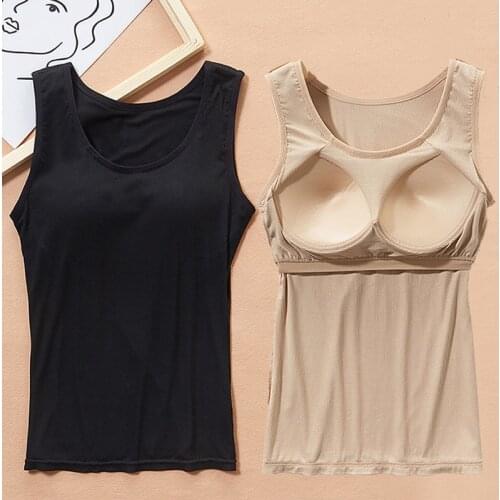 Women Built Padded Tank Top Female Slim Breathable Fitness Camisole Tops Ladies Solid Push Up Vest Blusas Femininas S14