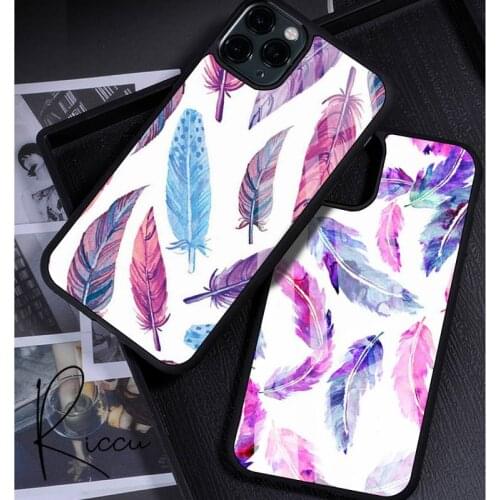 Fashion Feather Phone Case Rubber for iPhone 12 11 Pro Max XS 8 7 6 6S Plus X 5S SE 2020 XR 12 Mini case