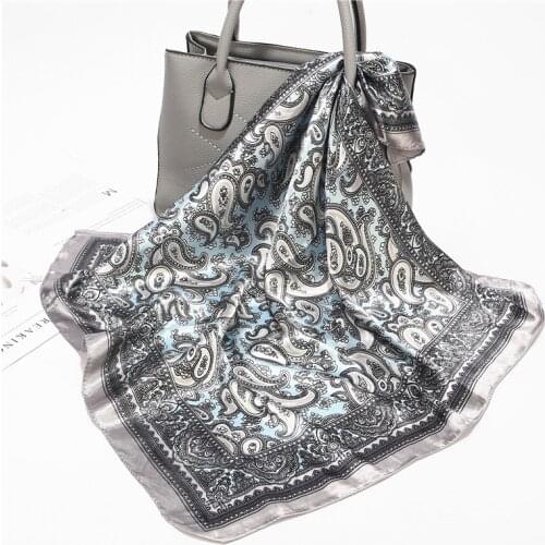 Fashion Kerchief Silk Satin Neck Scarf For Women Print Hijab Scarves Female 60*60cm Square Shawls and Wraps Scarves For Lady