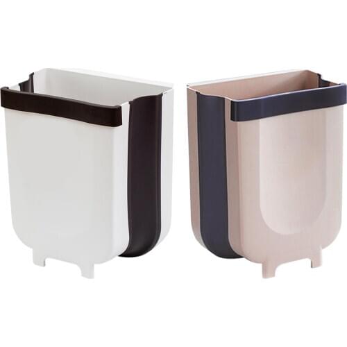 Wall Hanging Trash Can Folding Recycling Bin Kitchen Cabinet 10L